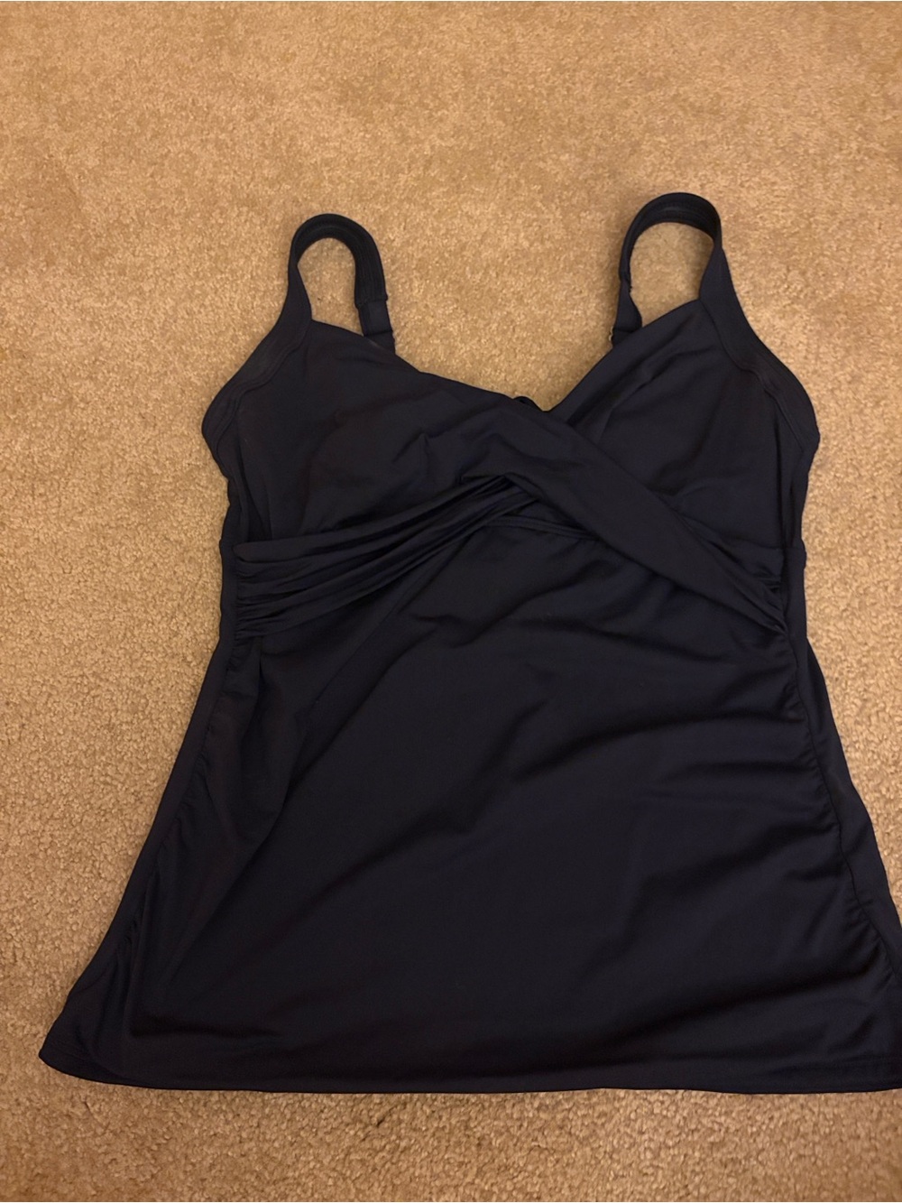 Lands' End Black Twist-Front Tankini Top